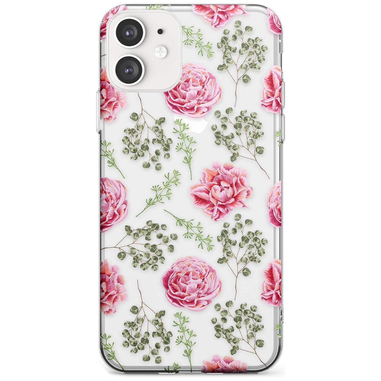 Roses & Eucalyptus Transparent Floral Slim TPU Phone Case for iPhone 11