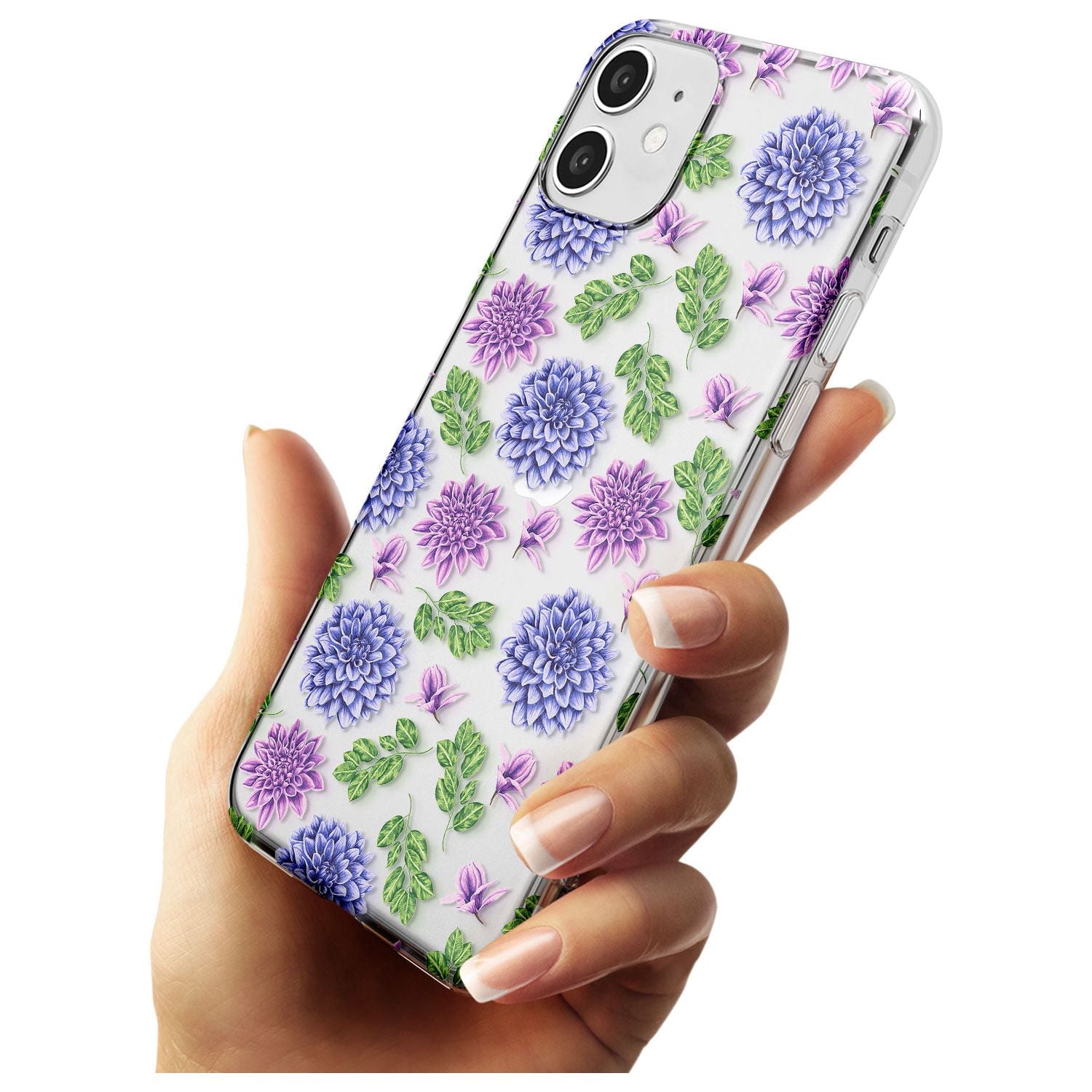 Purple Dahlias Transparent Floral Slim TPU Phone Case for iPhone 11
