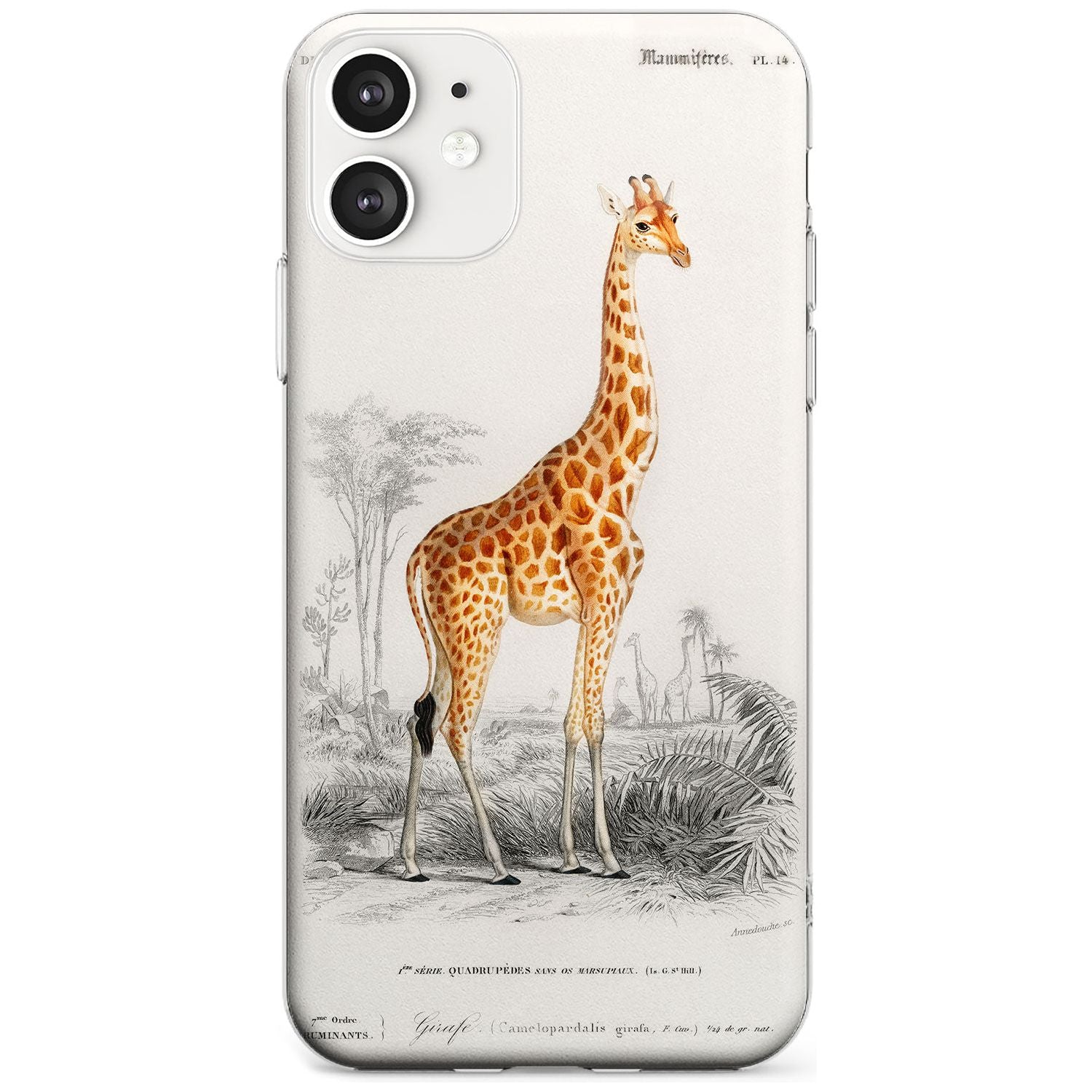 Vintage Girafe Art Slim TPU Phone Case for iPhone 11
