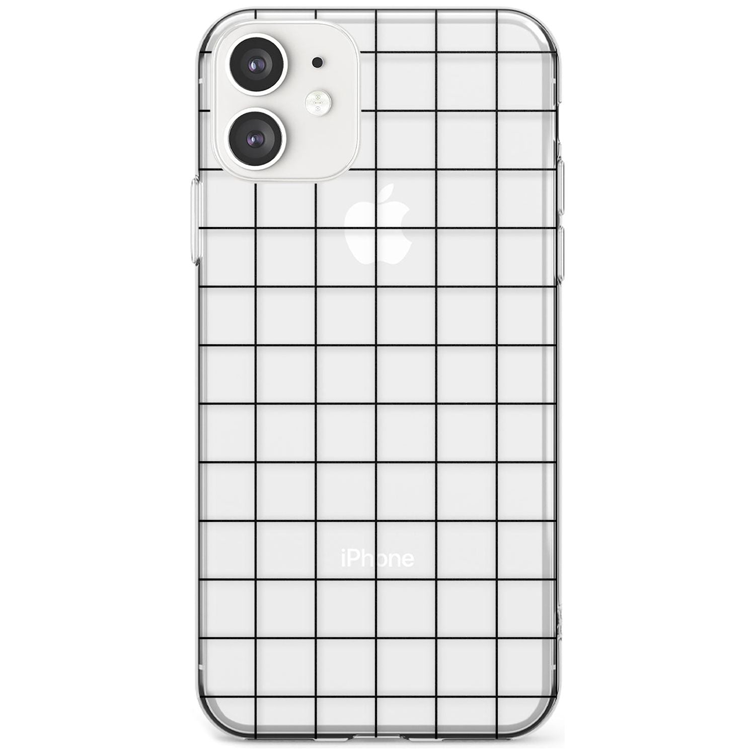 Simplistic Large Grid Pattern Black (Transparent) Slim TPU Phone Case for iPhone 11