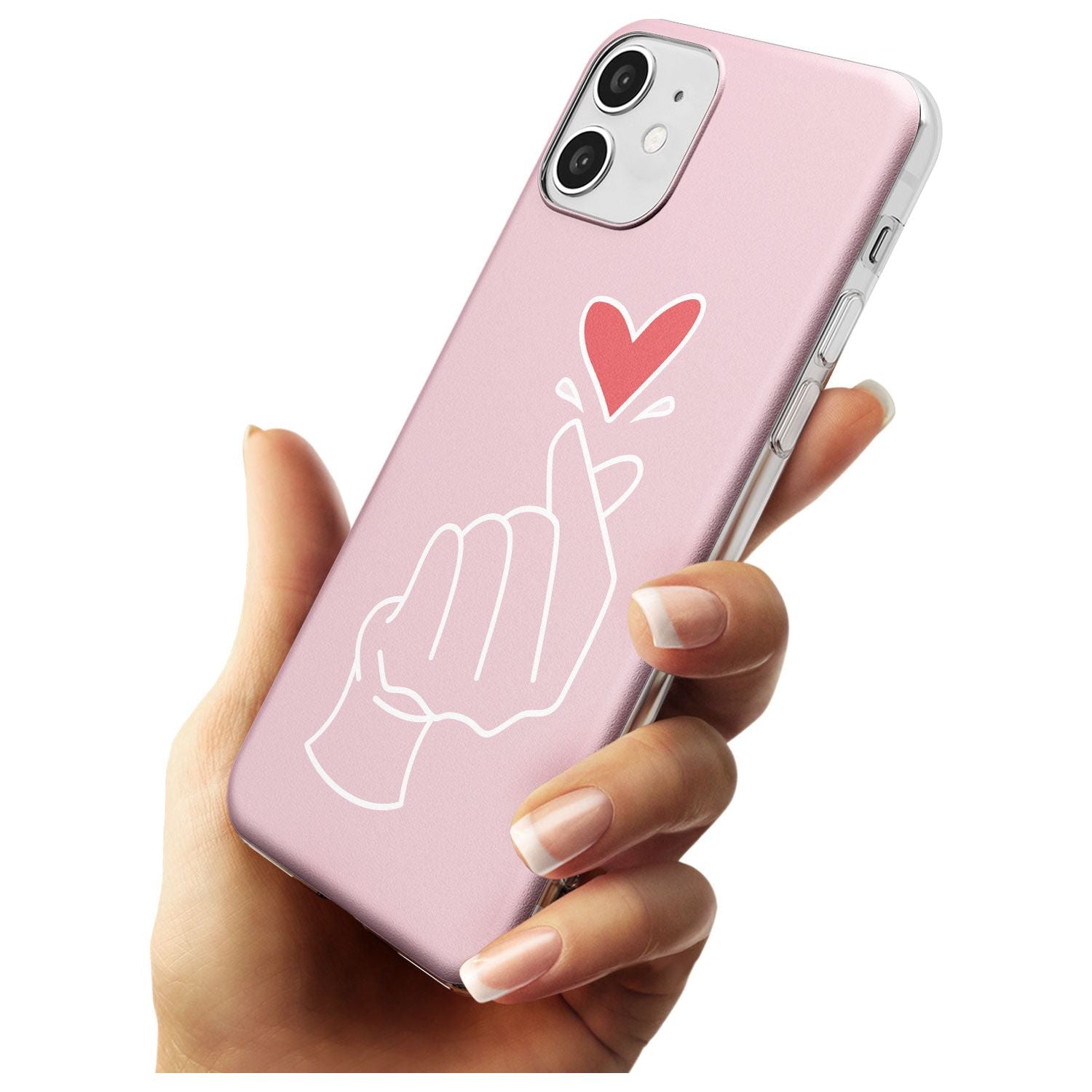 Finger Heart in Pink Black Impact Phone Case for iPhone 11