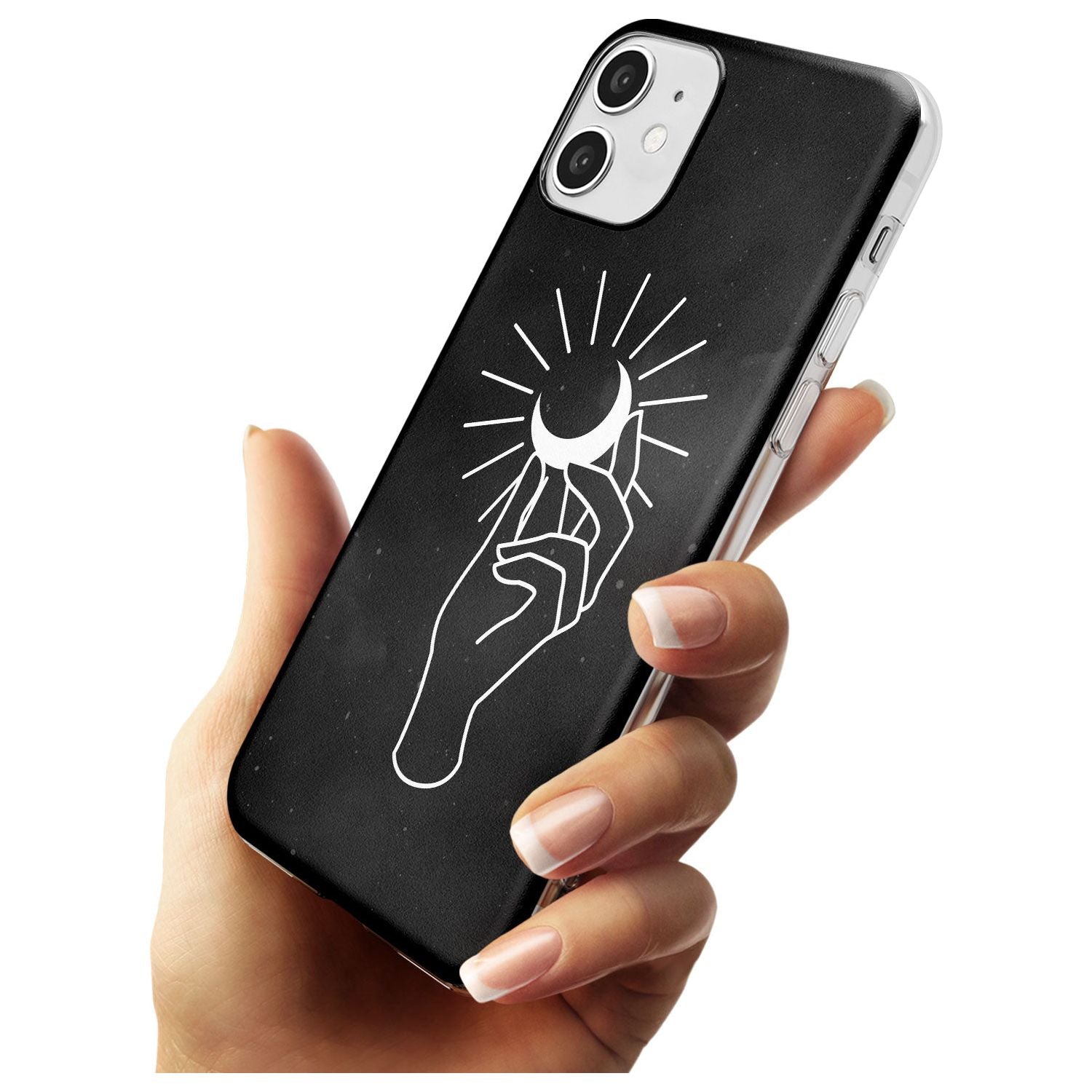 Hand Holding Moon Black Impact Phone Case for iPhone 11