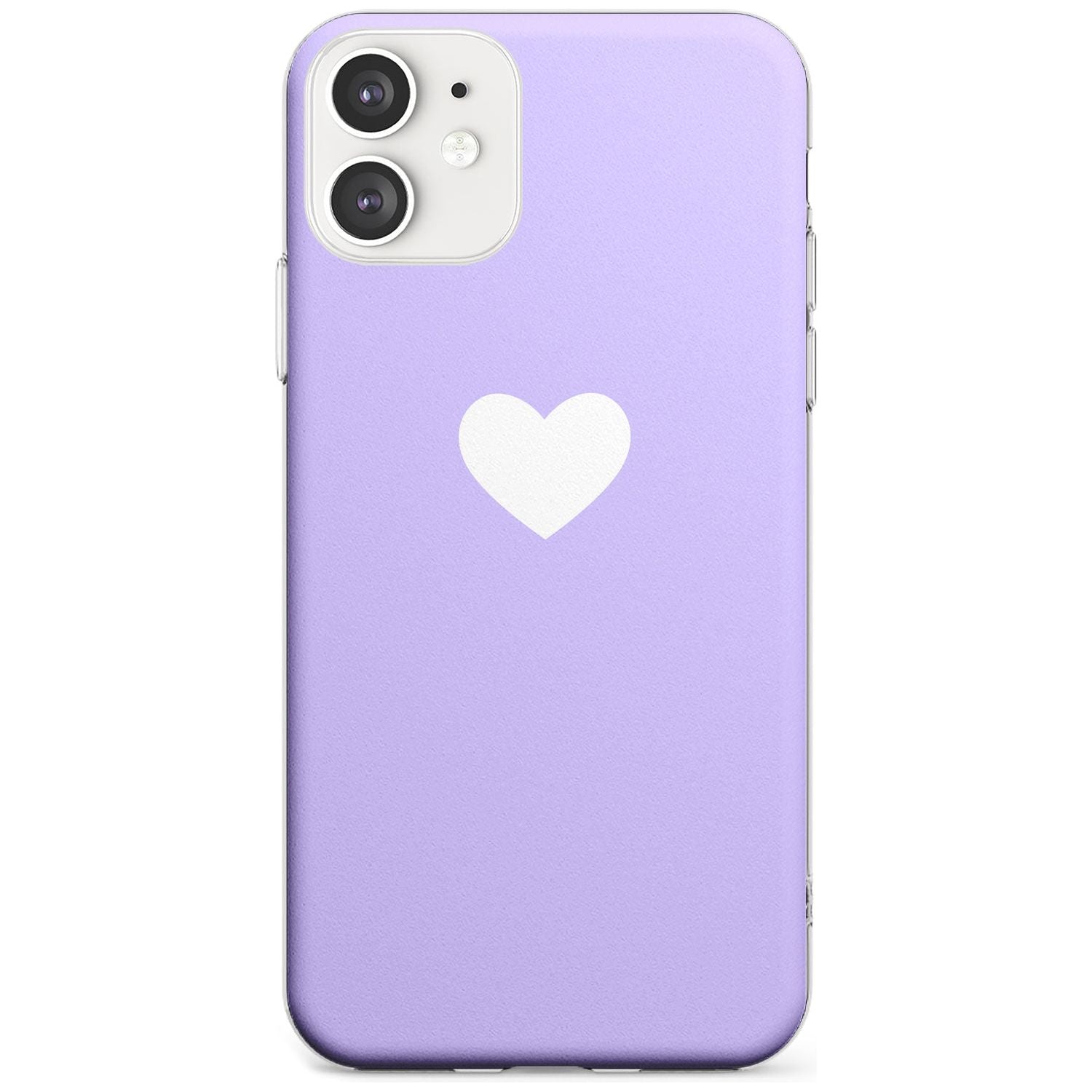 Single Heart White & Pale Purple Slim TPU Phone Case for iPhone 11