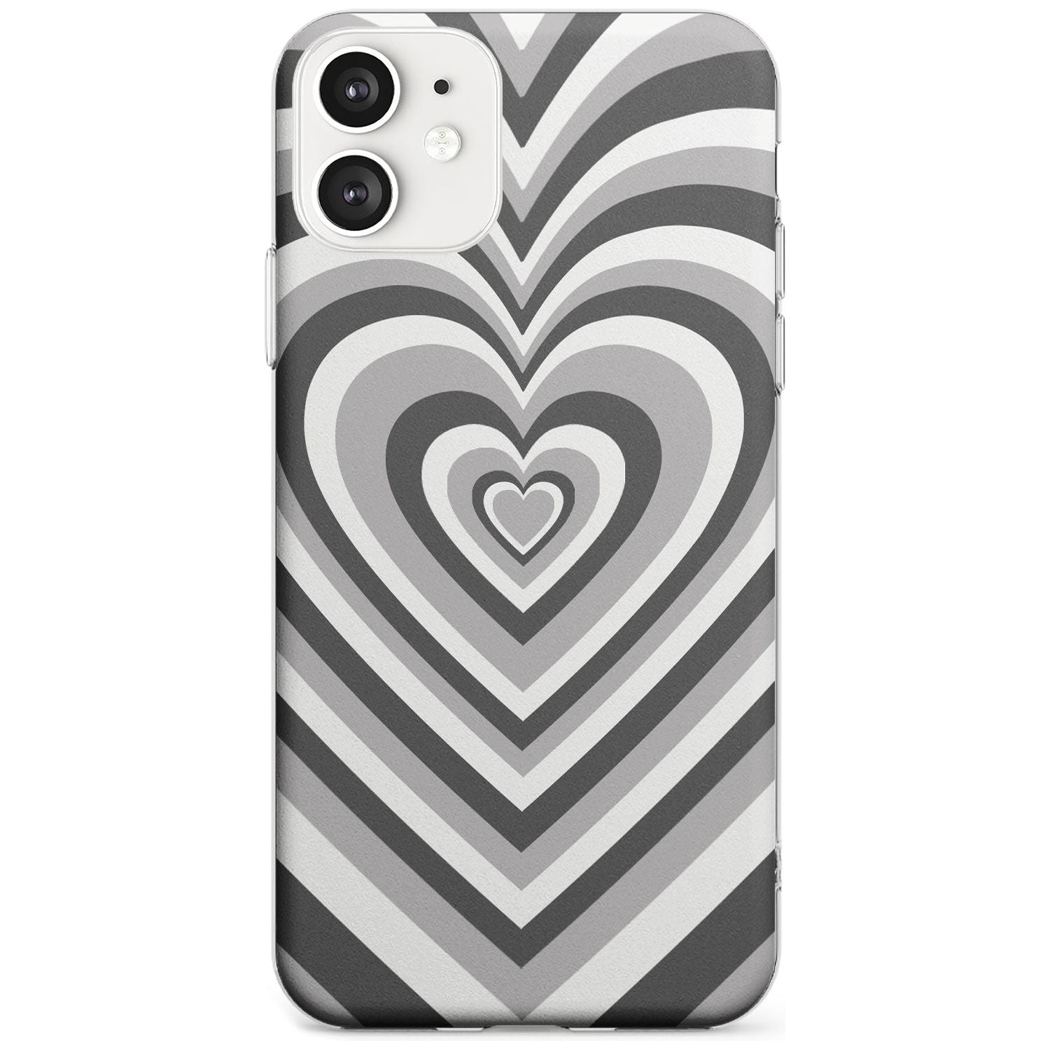 Monochrome Heart Illusion Phone Case iPhone 12 / Clear Case,iPhone 12 Mini / Clear Case,iPhone 11 / Clear Case Blanc Space