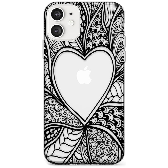 Black Henna Heart Slim TPU Phone Case for iPhone 11