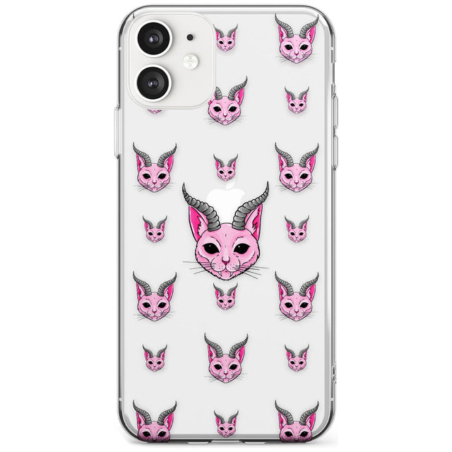 Demon Cat Pattern Phone Case iPhone 12 / Clear Case,iPhone 12 Mini / Clear Case,iPhone 11 / Clear Case Blanc Space