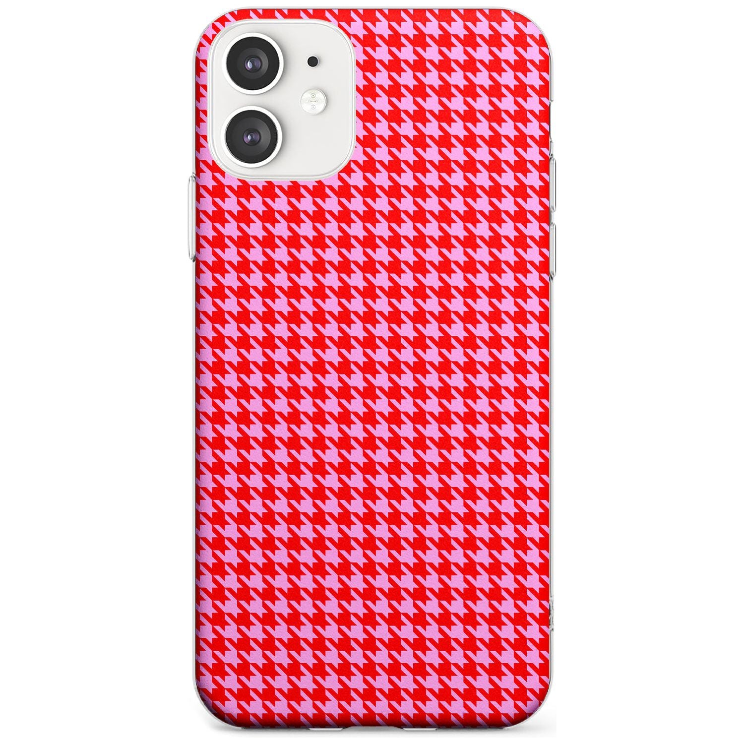 Neon Pink & Red Houndstooth Pattern Slim TPU Phone Case for iPhone 11