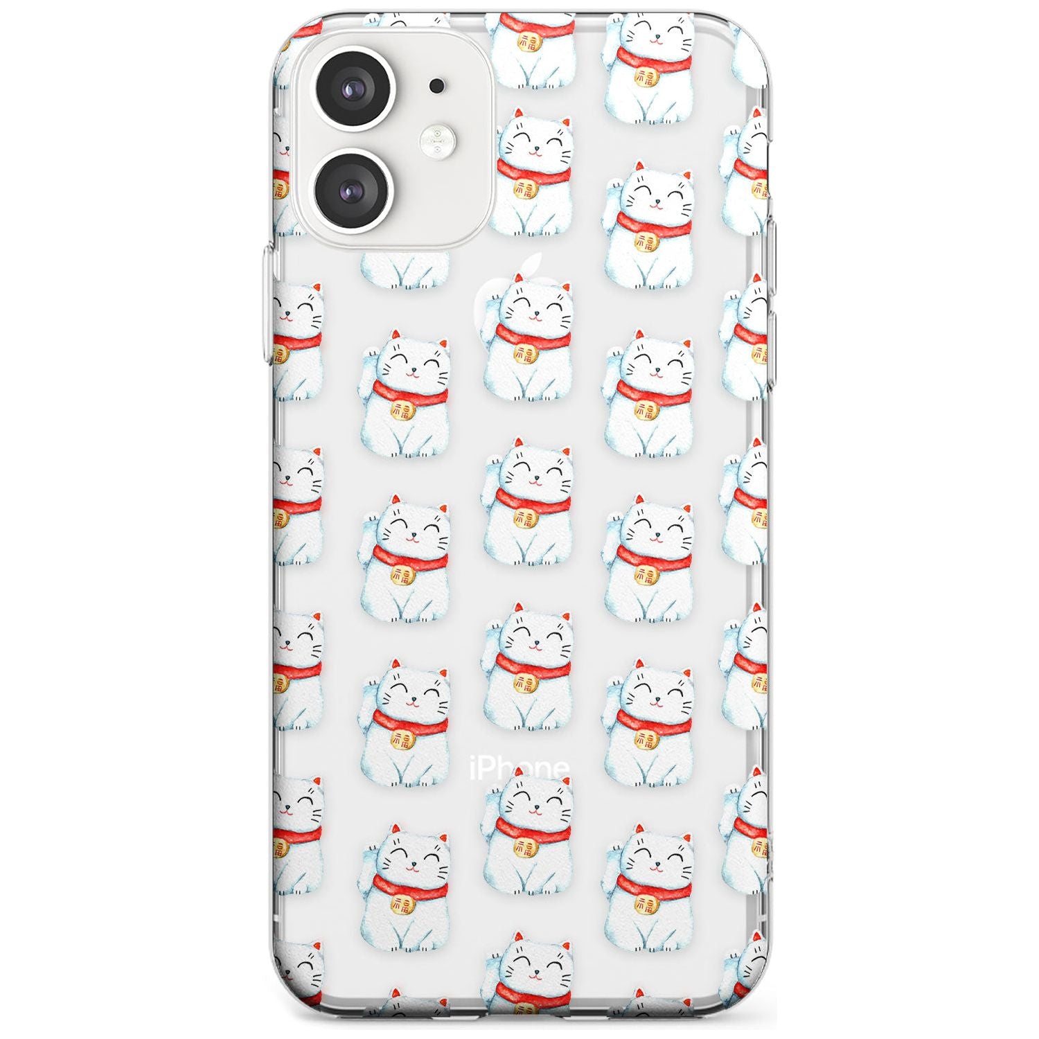 Lucky Cat Maneki-Neko Japanese Pattern Slim TPU Phone Case for iPhone 11