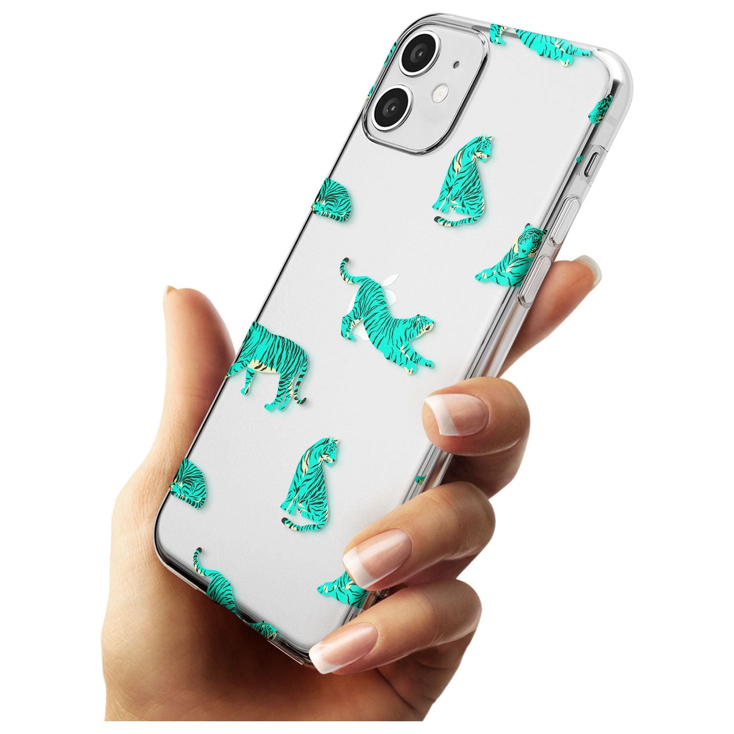 Turquoise Tiger Jungle Cat Pattern Slim TPU Phone Case for iPhone 11