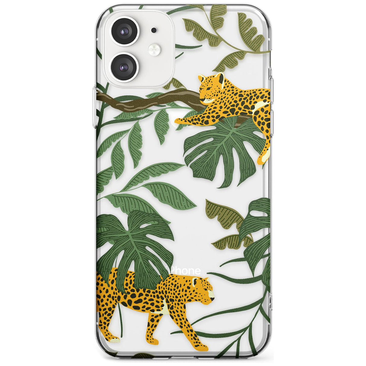 Two Jaguars & Foliage Jungle Cat Pattern Slim TPU Phone Case for iPhone 11