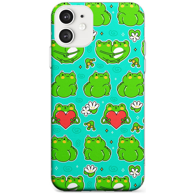 Frog Booty Kawaii Pattern Phone Case iPhone 12 / Clear Case,iPhone 12 Mini / Clear Case,iPhone 11 / Clear Case Blanc Space