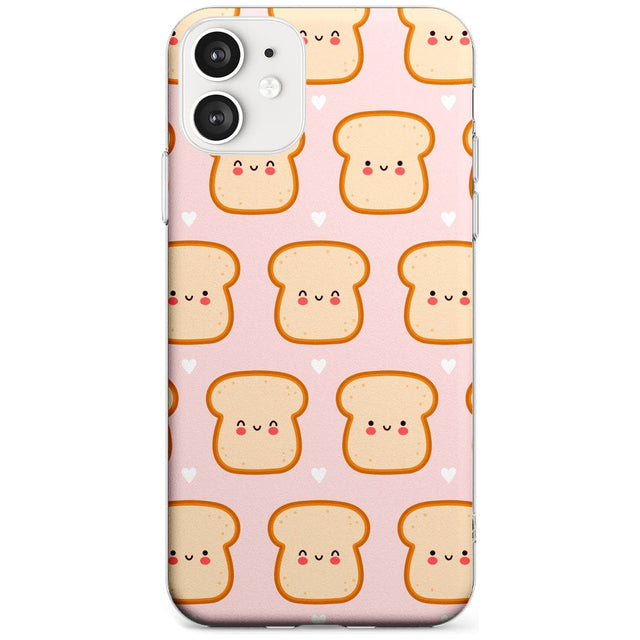 Bread Faces Kawaii Pattern Phone Case iPhone 12 / Clear Case,iPhone 12 Mini / Clear Case,iPhone 11 / Clear Case Blanc Space