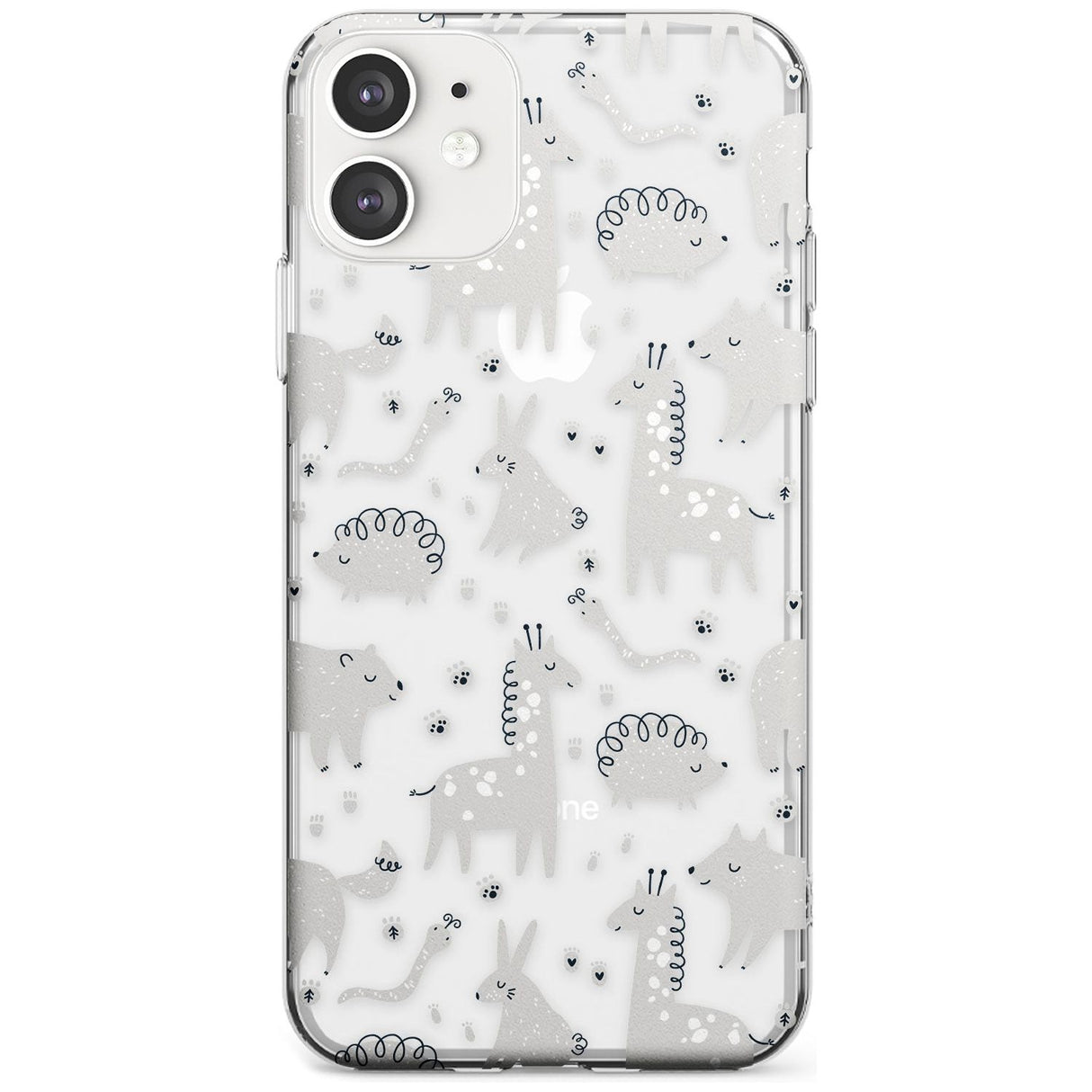 Adorable Mixed Animals Pattern (Clear) Slim TPU Phone Case for iPhone 11