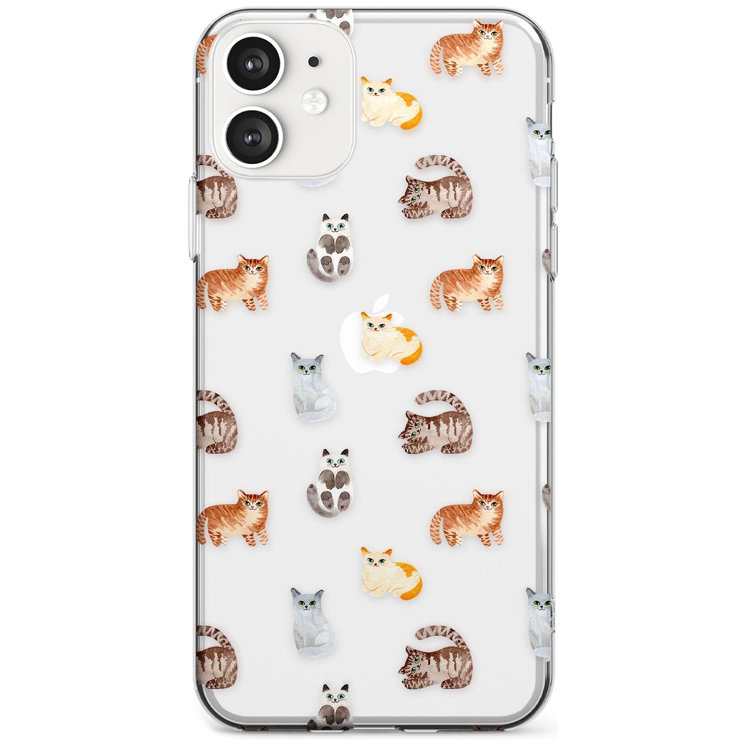 Cute Cat Pattern - Clear Black Impact Phone Case for iPhone 11