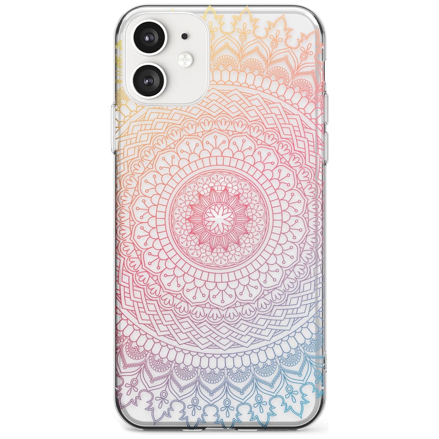 Large Rainbow Mandala Transparent Design Black Impact Phone Case for iPhone 11