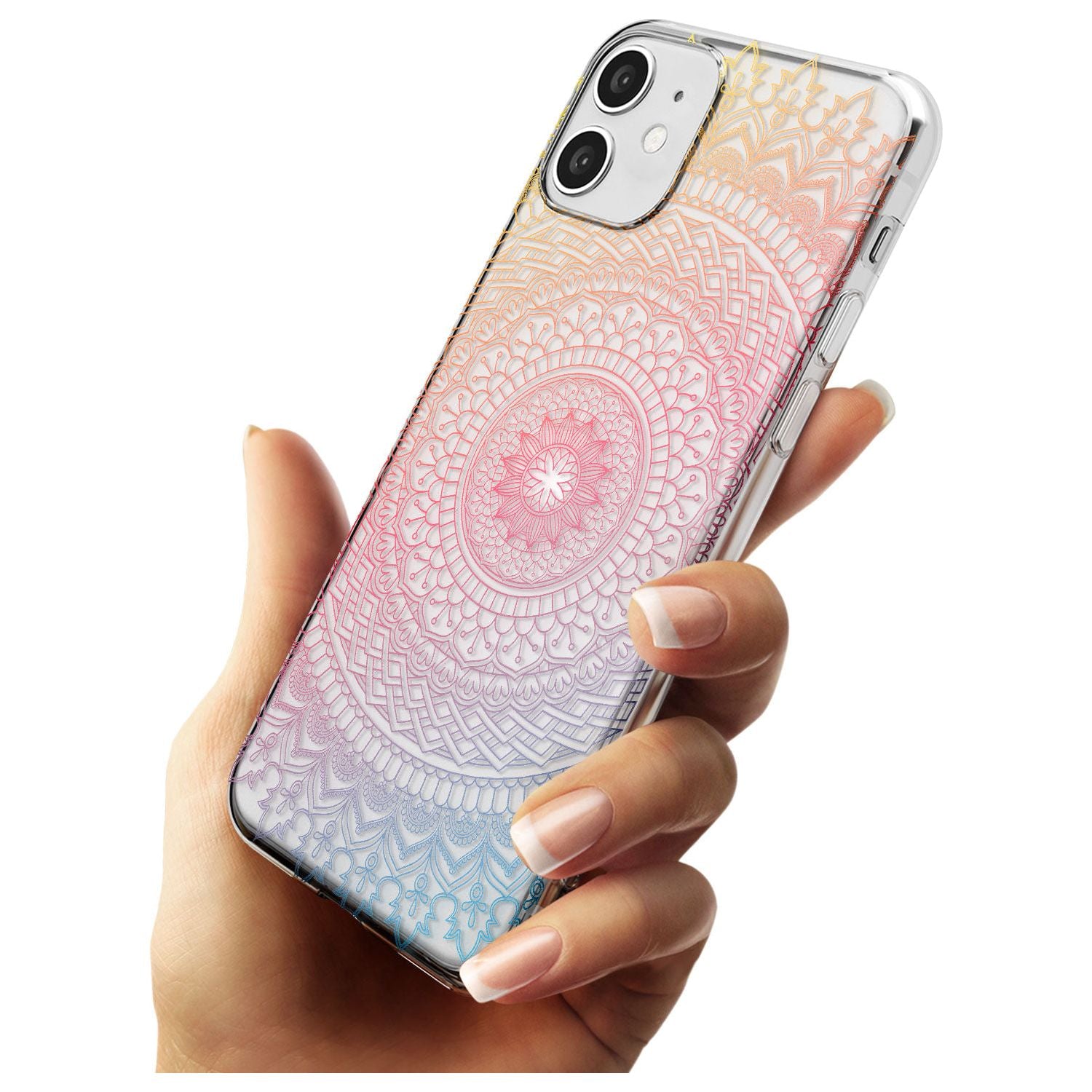 Large Rainbow Mandala Transparent Design Black Impact Phone Case for iPhone 11