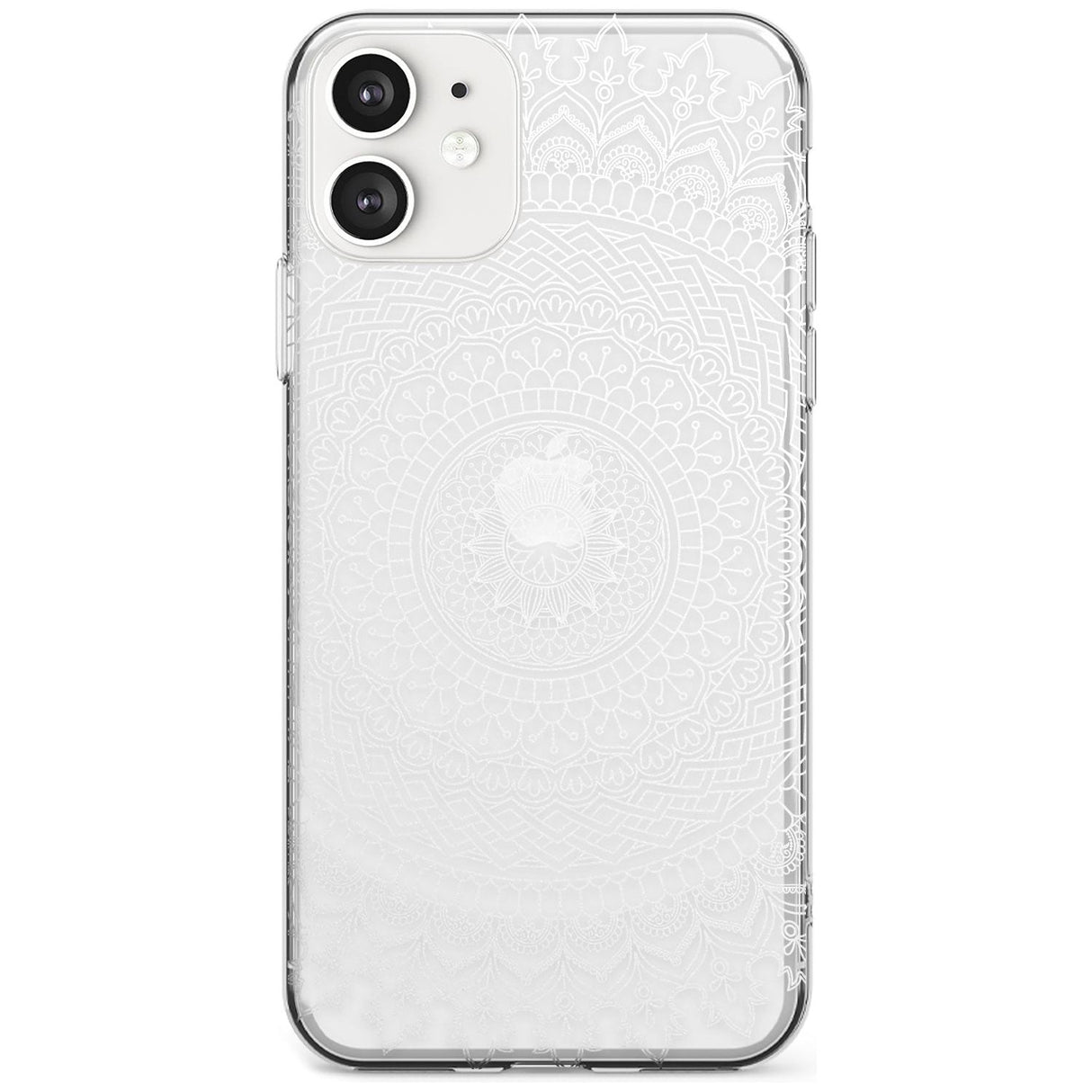 Large White Mandala Transparent Design Black Impact Phone Case for iPhone 11