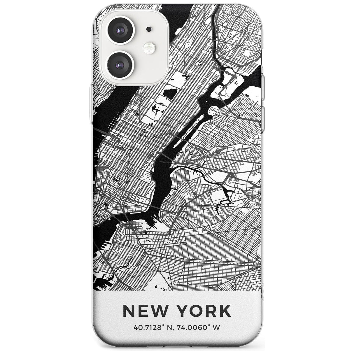 Map of New York, New York Slim TPU Phone Case for iPhone 11