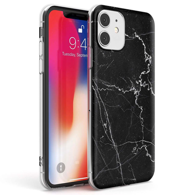 Bold Black Marble with White Texture Phone Case iPhone 11 / Clear Case,iPhone 12 / Clear Case,iPhone 12 Mini / Clear Case Blanc Space