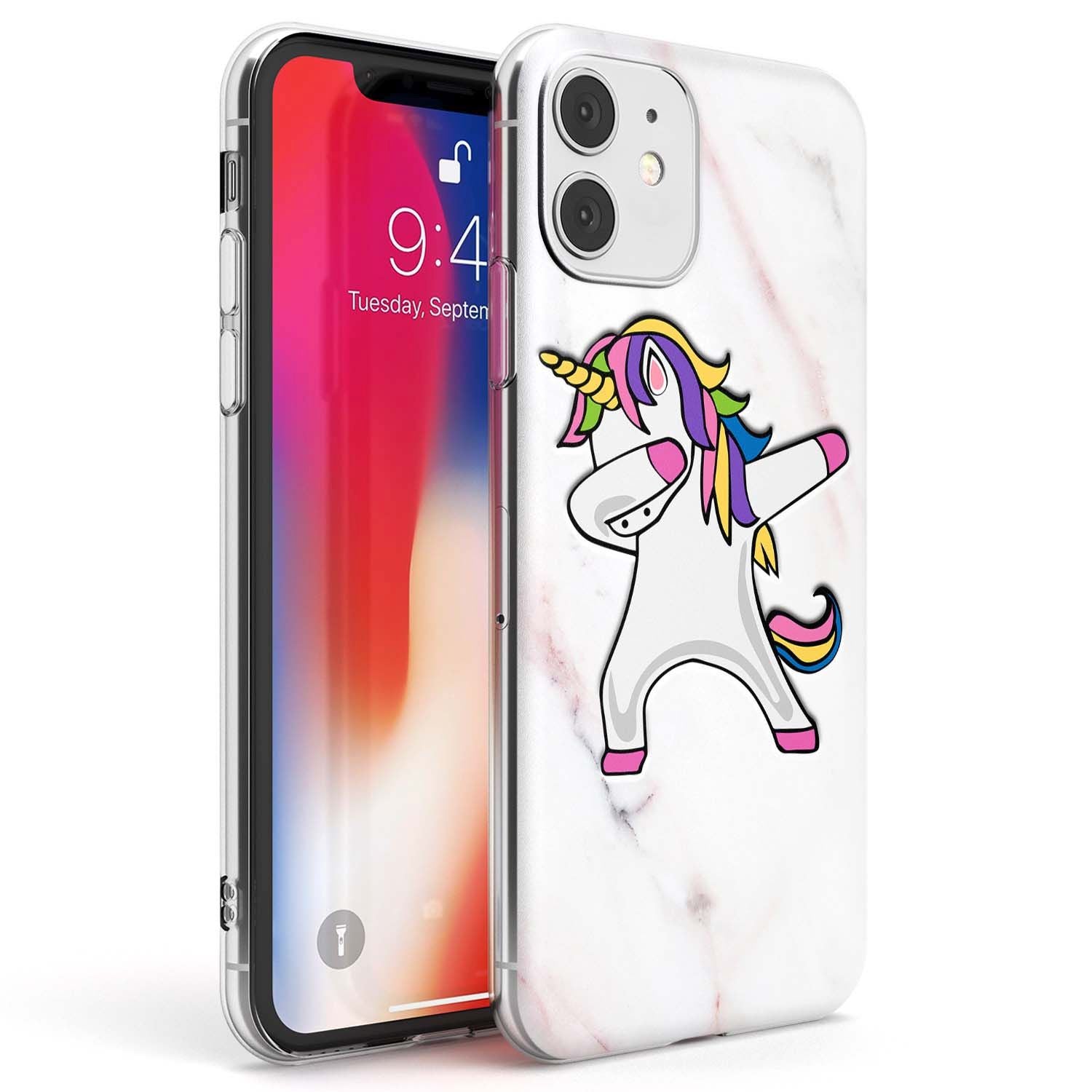 Designer Marble Unicorn Dab Phone Case iPhone 11 / Clear Case,iPhone 12 / Clear Case,iPhone 12 Mini / Clear Case Blanc Space