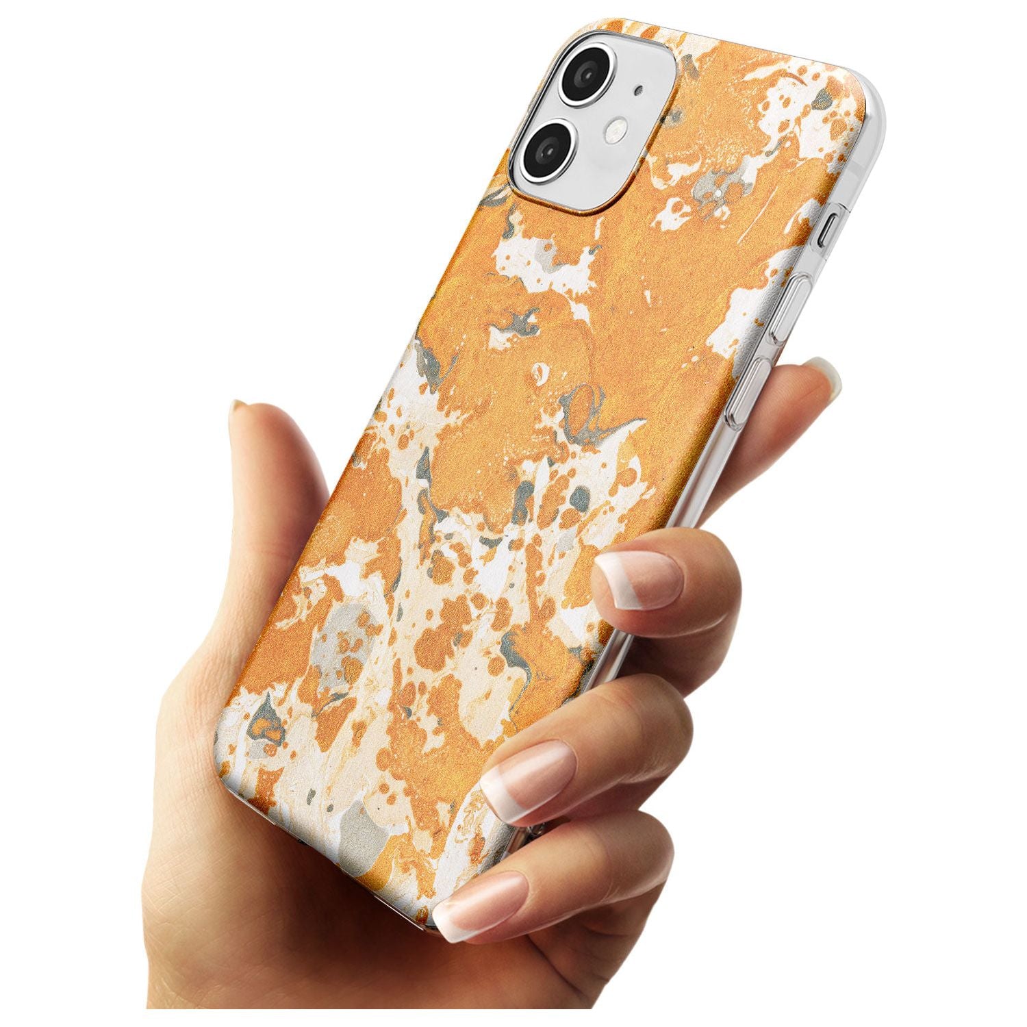 Orange Marbled Paper Pattern Slim TPU Phone Case for iPhone 11