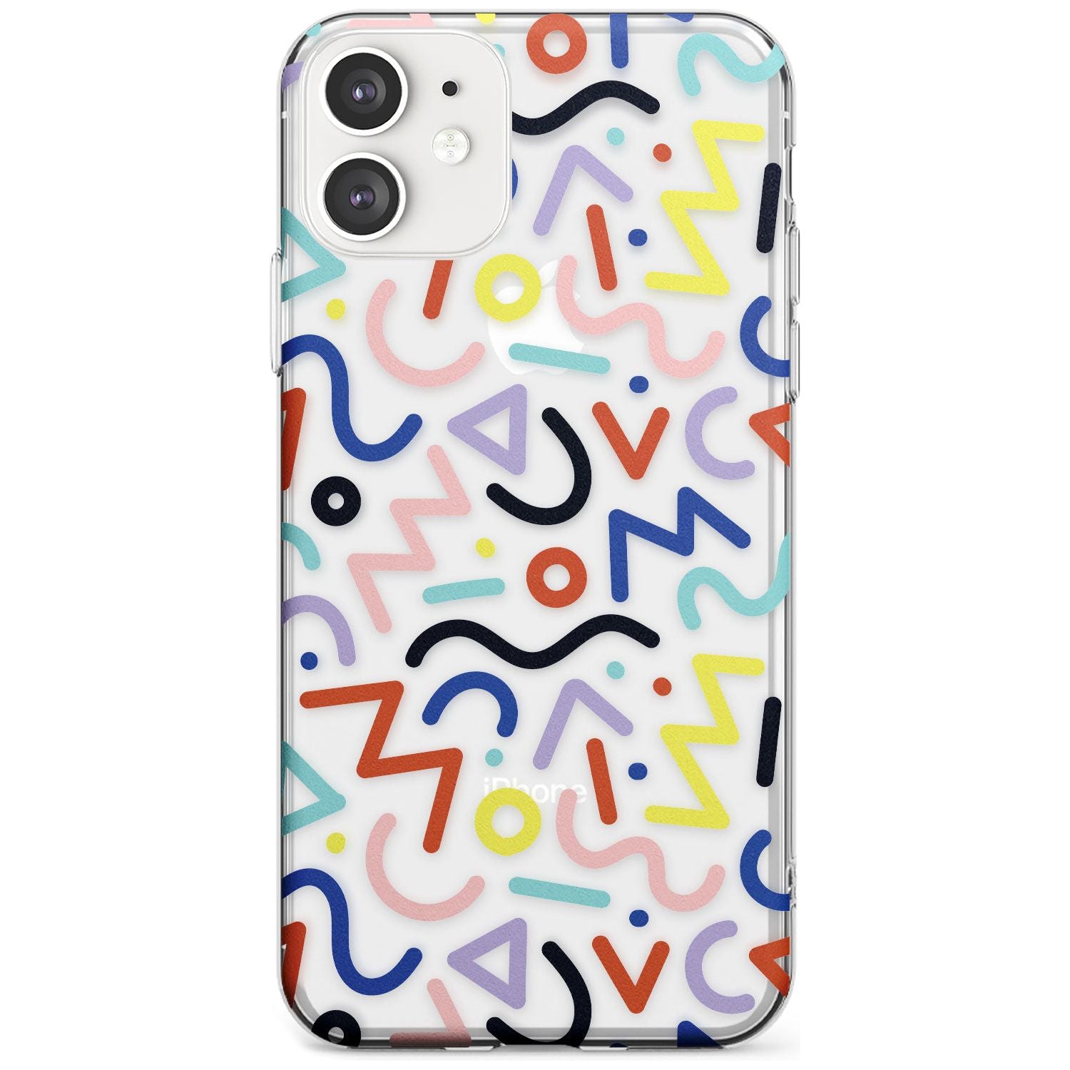 Colourful Squiggles Memphis Retro Pattern Design Slim TPU Phone Case for iPhone 11
