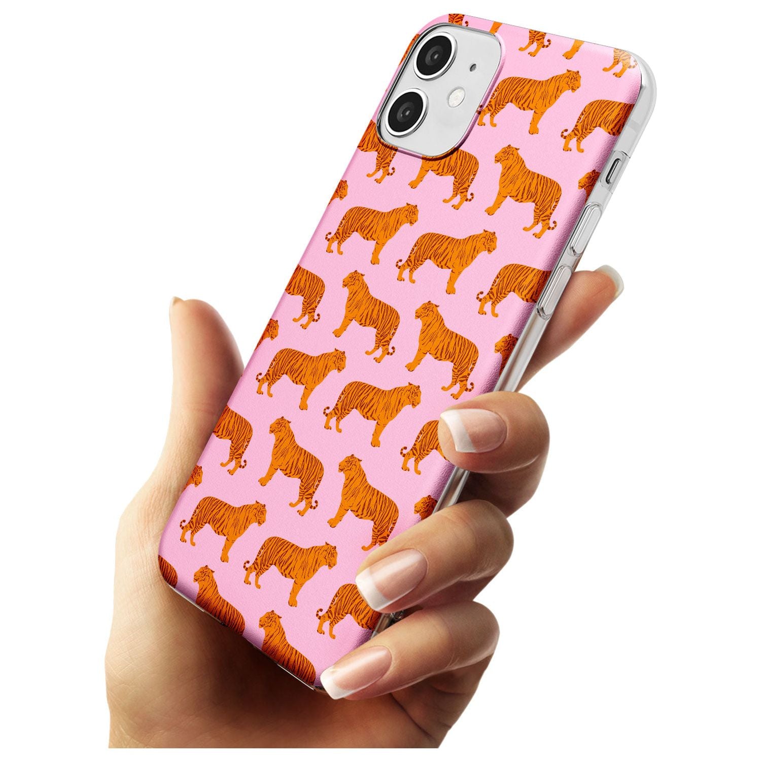Tigers on Pink Pattern Slim TPU Phone Case for iPhone 11