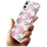 White Tigers on Pink Pattern Slim TPU Phone Case for iPhone 11