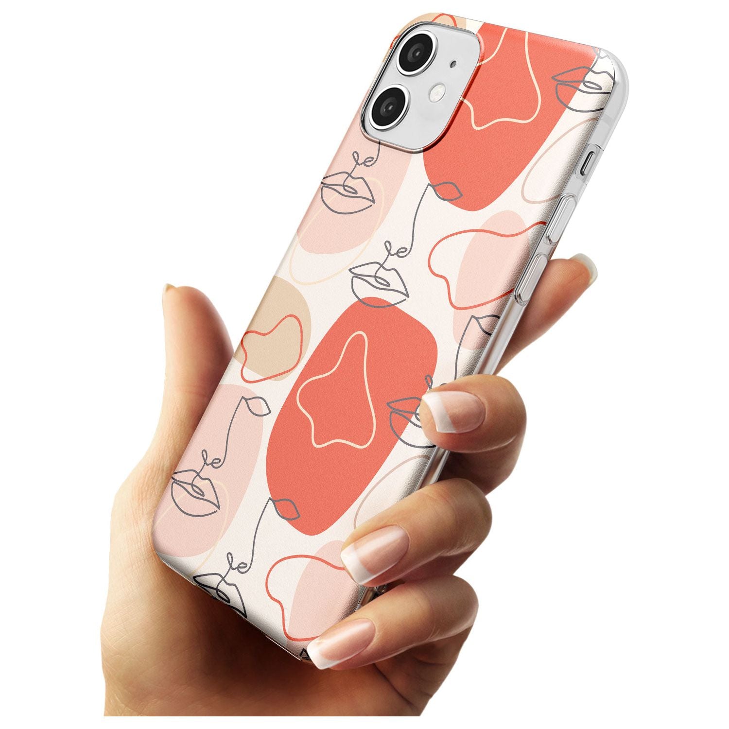Minimal Line Art Stylish Abstract Faces Slim TPU Phone Case for iPhone 11