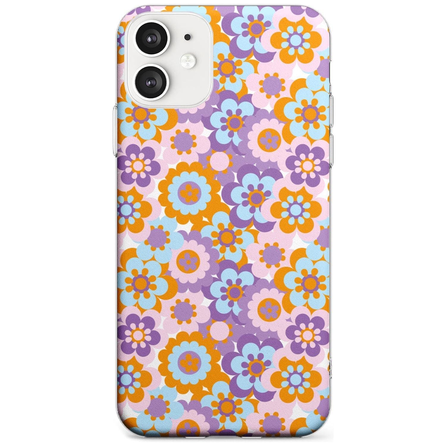 Flower Power Pattern Phone Case iPhone 12 / Clear Case,iPhone 12 Mini / Clear Case,iPhone 11 / Clear Case Blanc Space