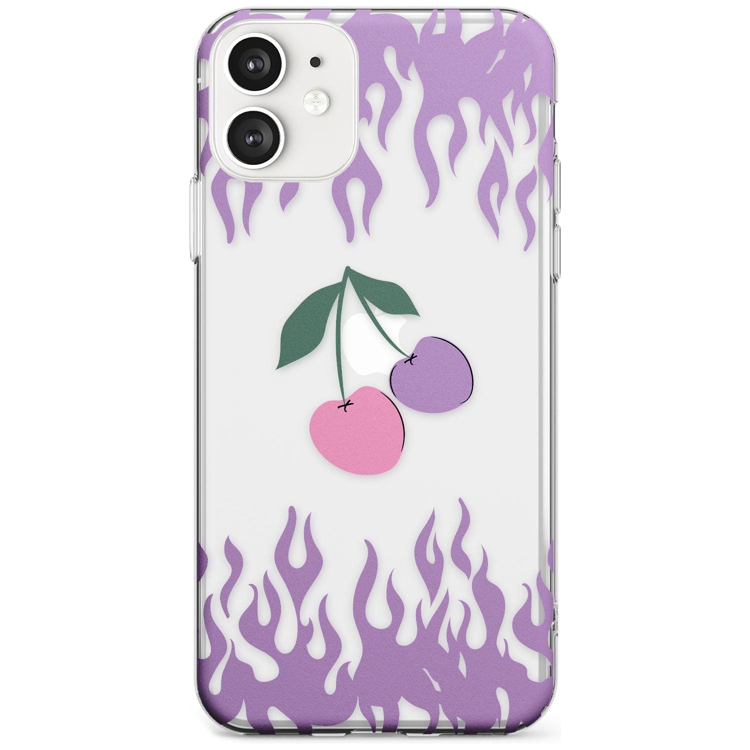 Cherries n' Flames Phone Case iPhone 12 / Clear Case,iPhone 12 Mini / Clear Case,iPhone 11 / Clear Case Blanc Space