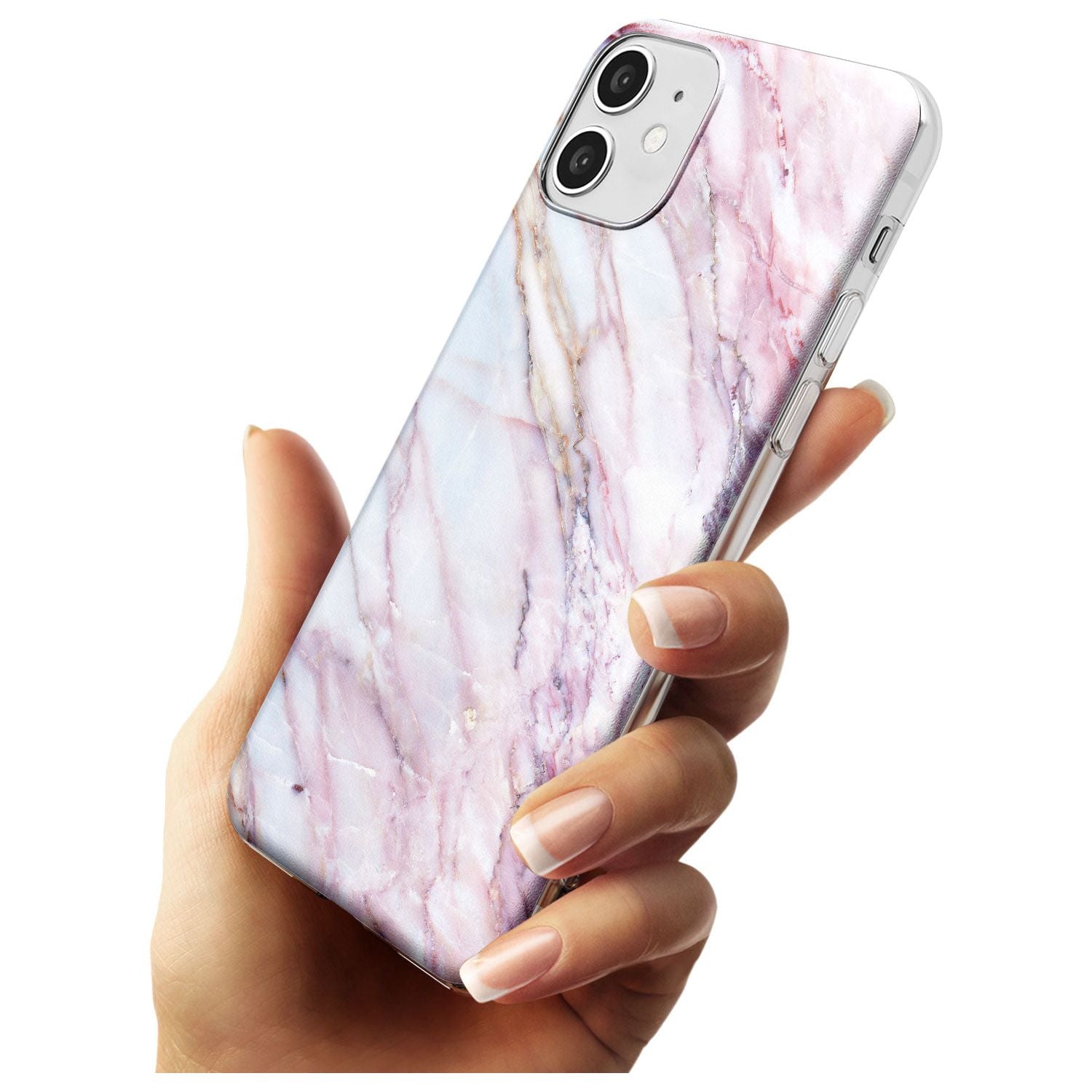 White, Pink & Purple Onyx Marble Texture Black Impact Phone Case for iPhone 11