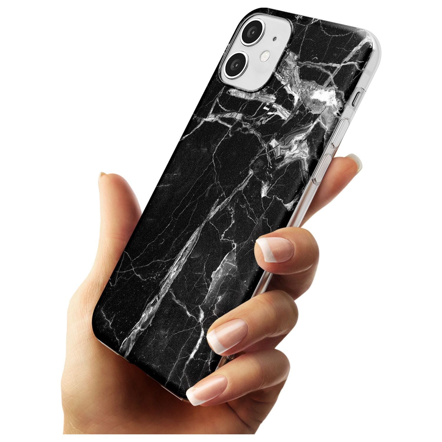 Black Onyx Marble Texture Black Impact Phone Case for iPhone 11