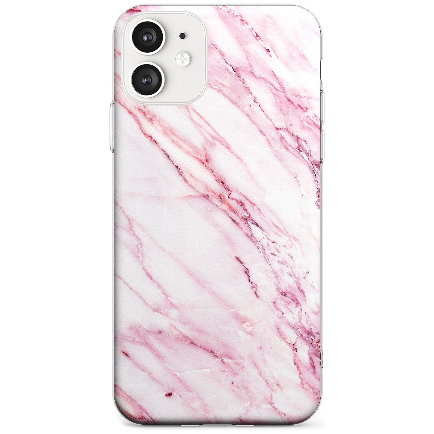 White & Pink Onyx Marble Texture Black Impact Phone Case for iPhone 11