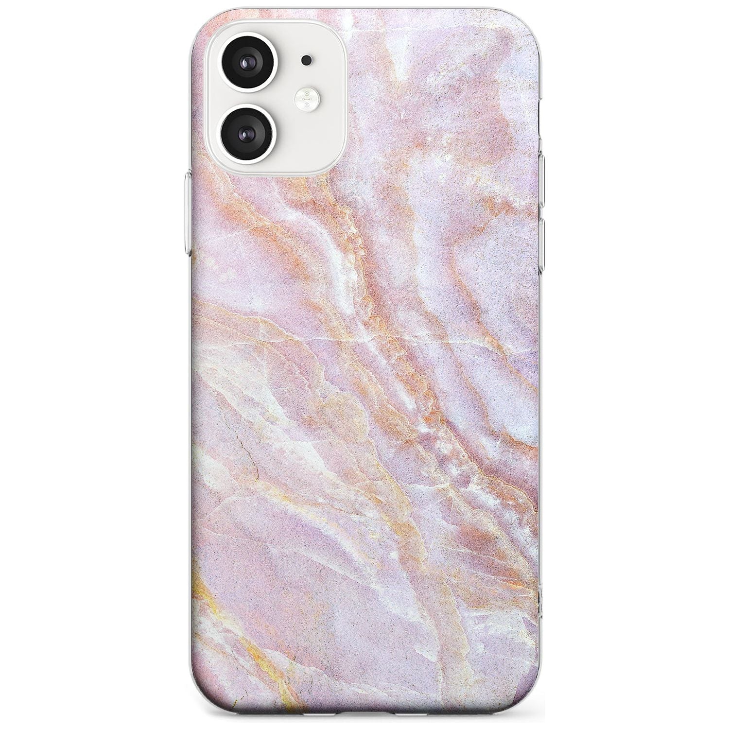 Soft Pink & Yellow Onyx Marble Texture Black Impact Phone Case for iPhone 11
