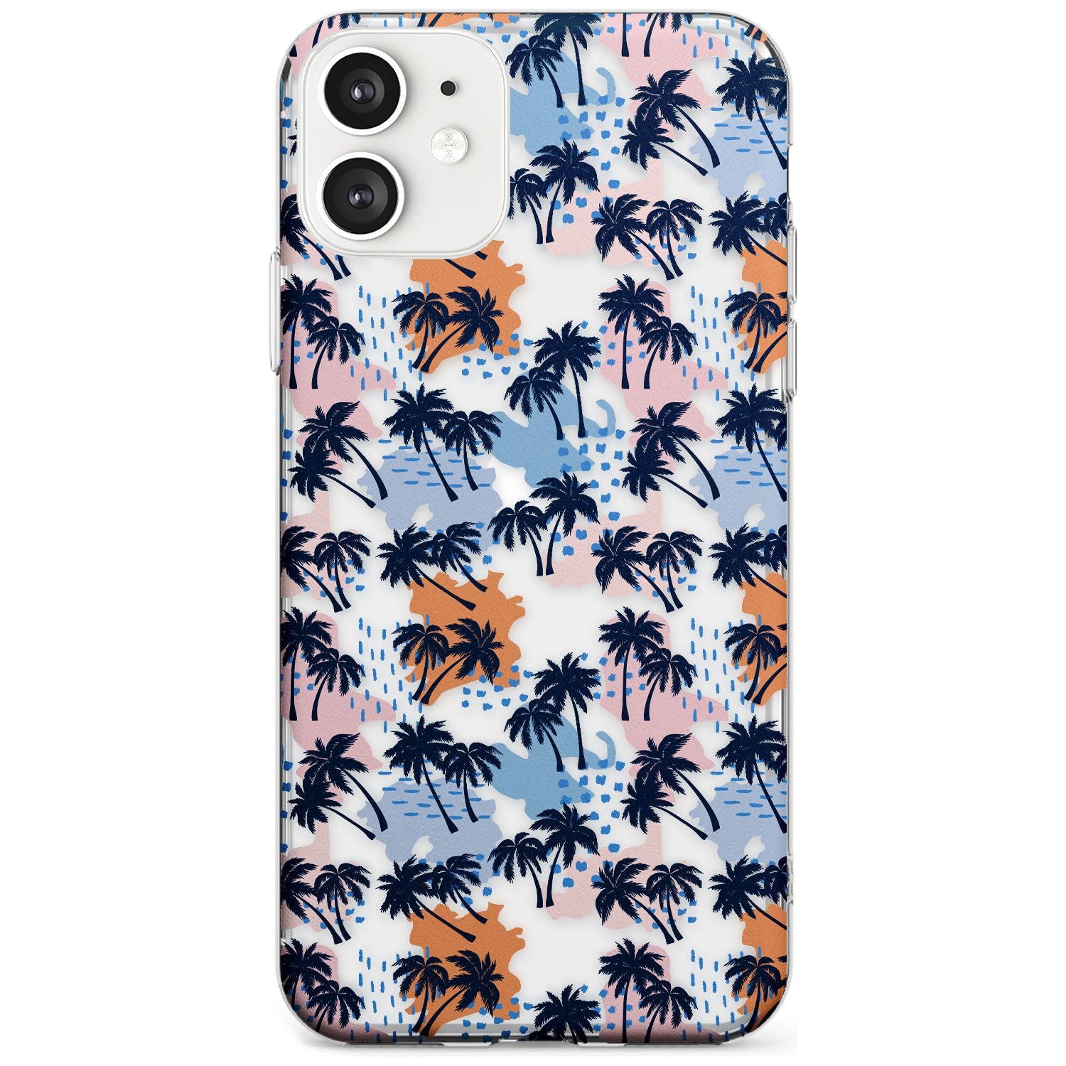 Summer Palm Trees (Clear) Black Impact Phone Case for iPhone 11