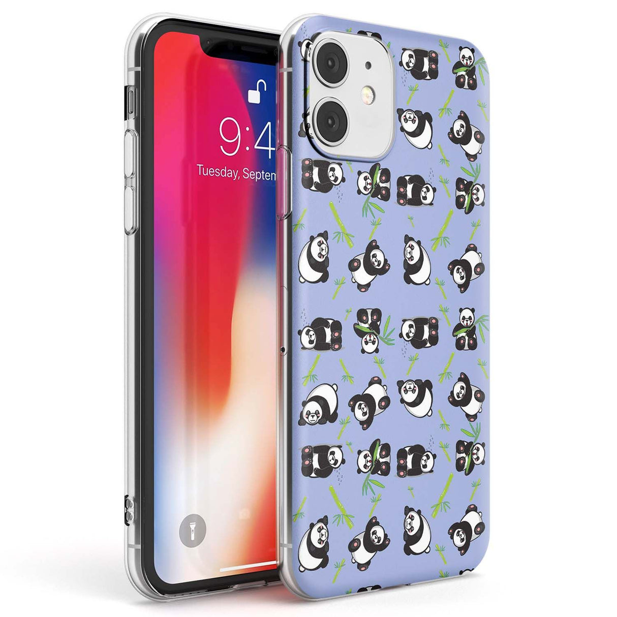 Panda Pattern Phone Case iPhone 11 / Clear Case,iPhone 12 / Clear Case,iPhone 12 Mini / Clear Case Blanc Space