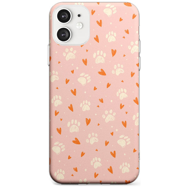 Paws & Hearts Pattern Black Impact Phone Case for iPhone 11