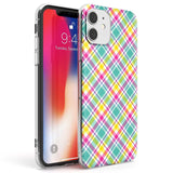 Crosshatch Plaid Phone Case iPhone 11 / Clear Case,iPhone 12 / Clear Case,iPhone 12 Mini / Clear Case Blanc Space