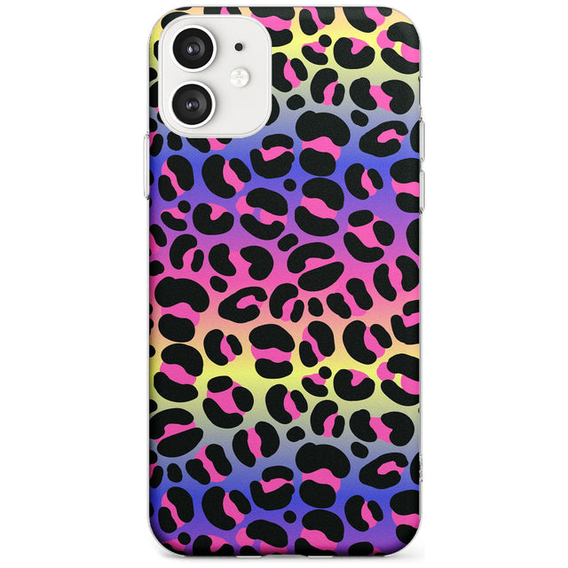 Rainbow Gradient Leopard Print Black Impact Phone Case for iPhone 11