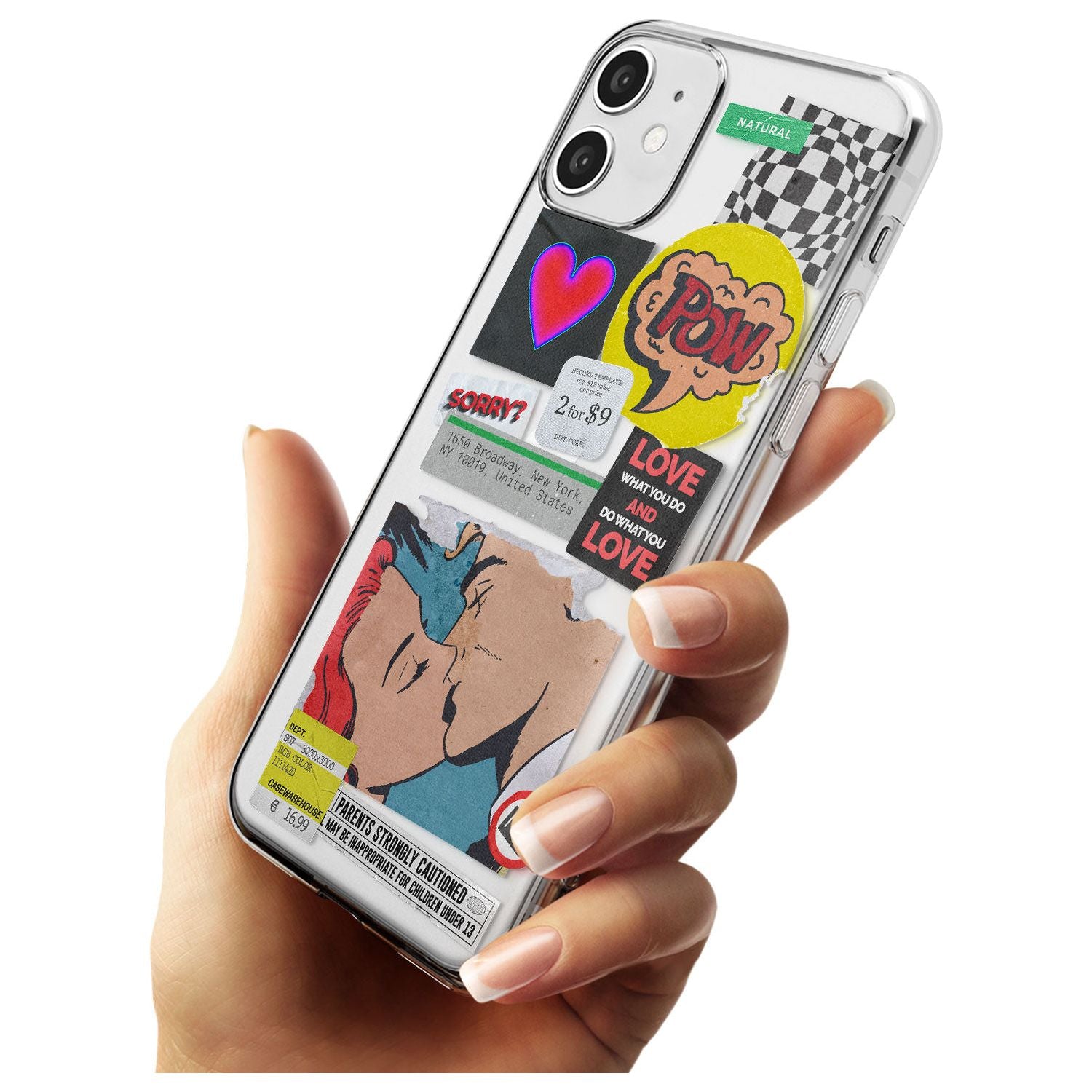 Retro Sticker Mix Black Impact Phone Case for iPhone 11