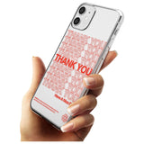 Classic Thank You Bag Design: Solid White + Red Slim TPU Phone Case for iPhone 11