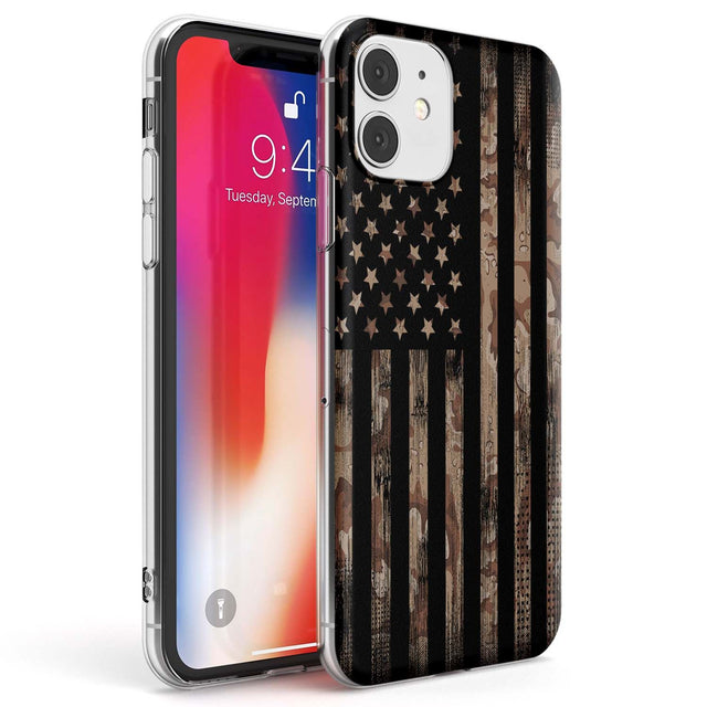 American Flag Camo Phone Case iPhone 11 / Clear Case,iPhone 12 / Clear Case,iPhone 12 Mini / Clear Case Blanc Space