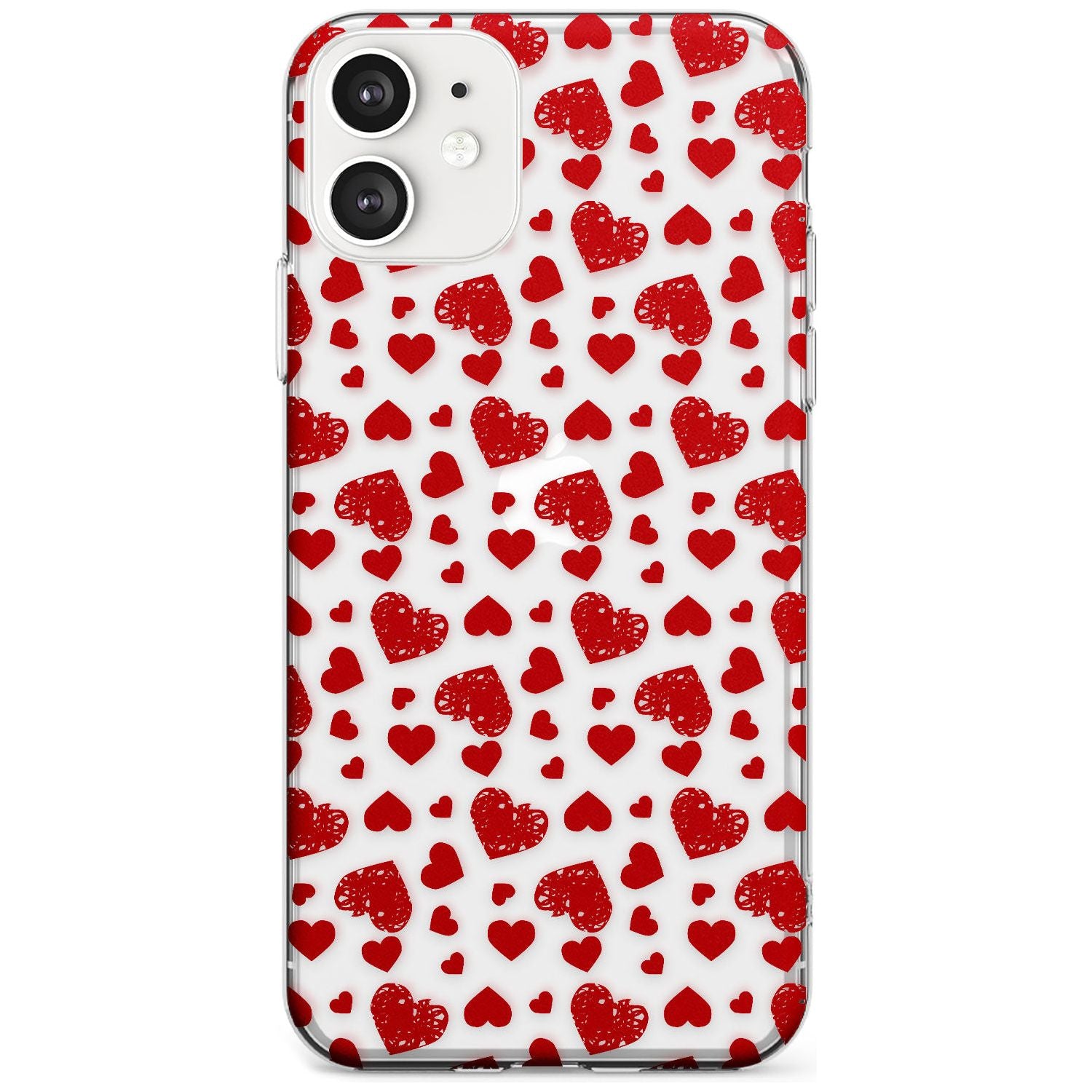Sketched Heart Pattern Black Impact Phone Case for iPhone 11