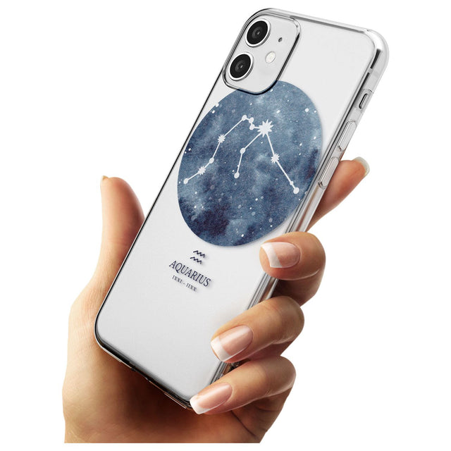 Aquarius Zodiac Transparent Design - Blue Slim TPU Phone Case for iPhone 11