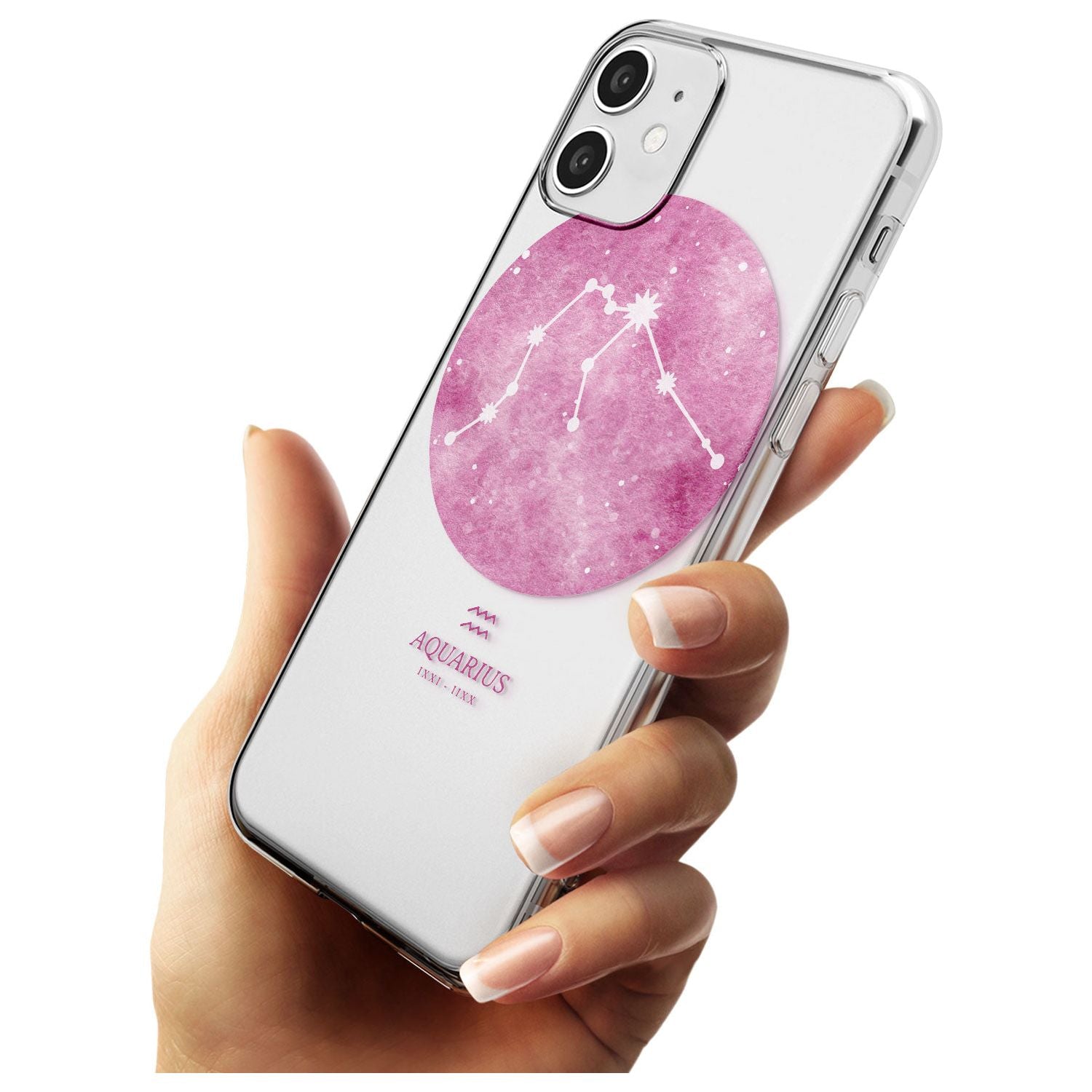 Aquarius Zodiac Transparent Design - Pink Slim TPU Phone Case for iPhone 11