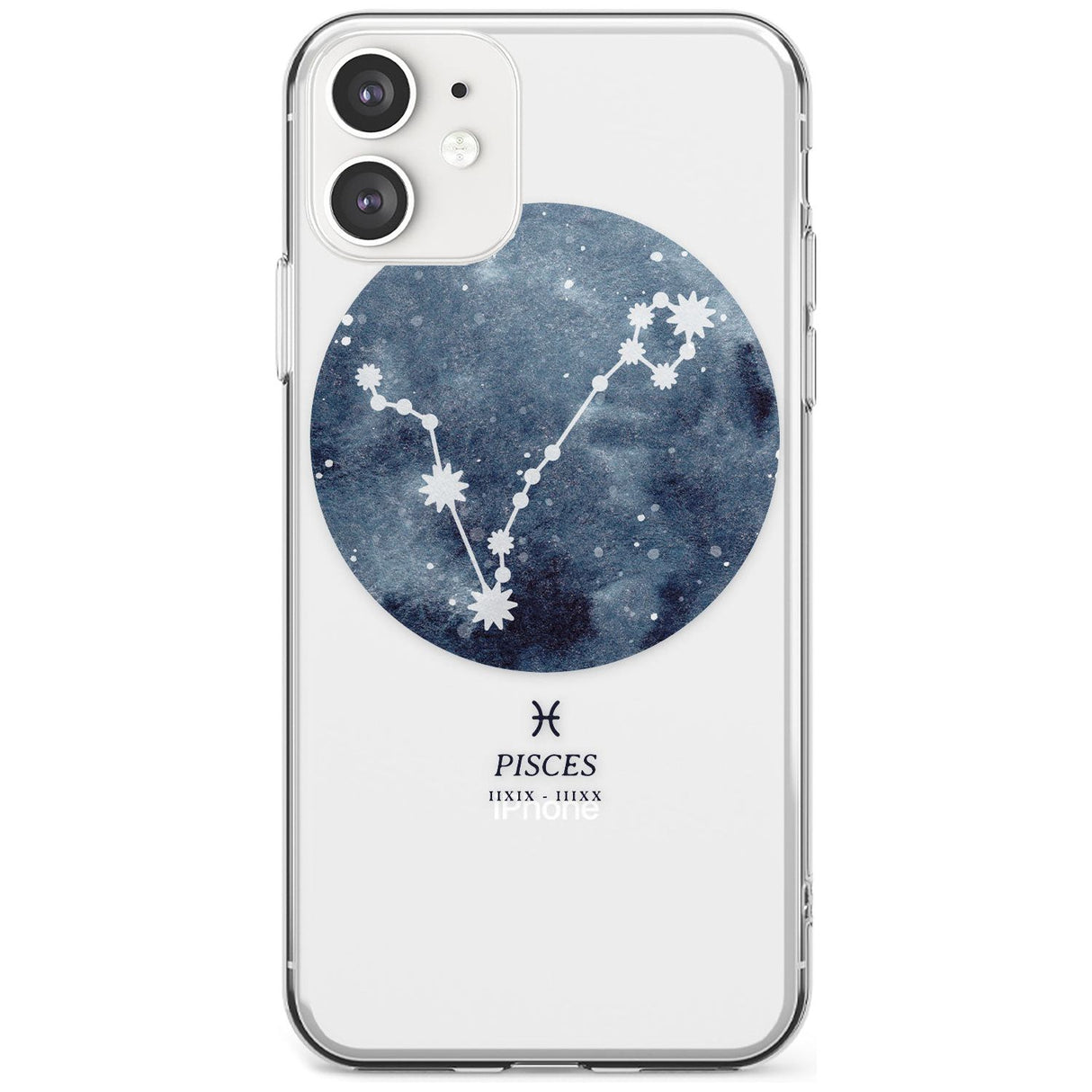 Pisces Zodiac Transparent Design - Blue Slim TPU Phone Case for iPhone 11