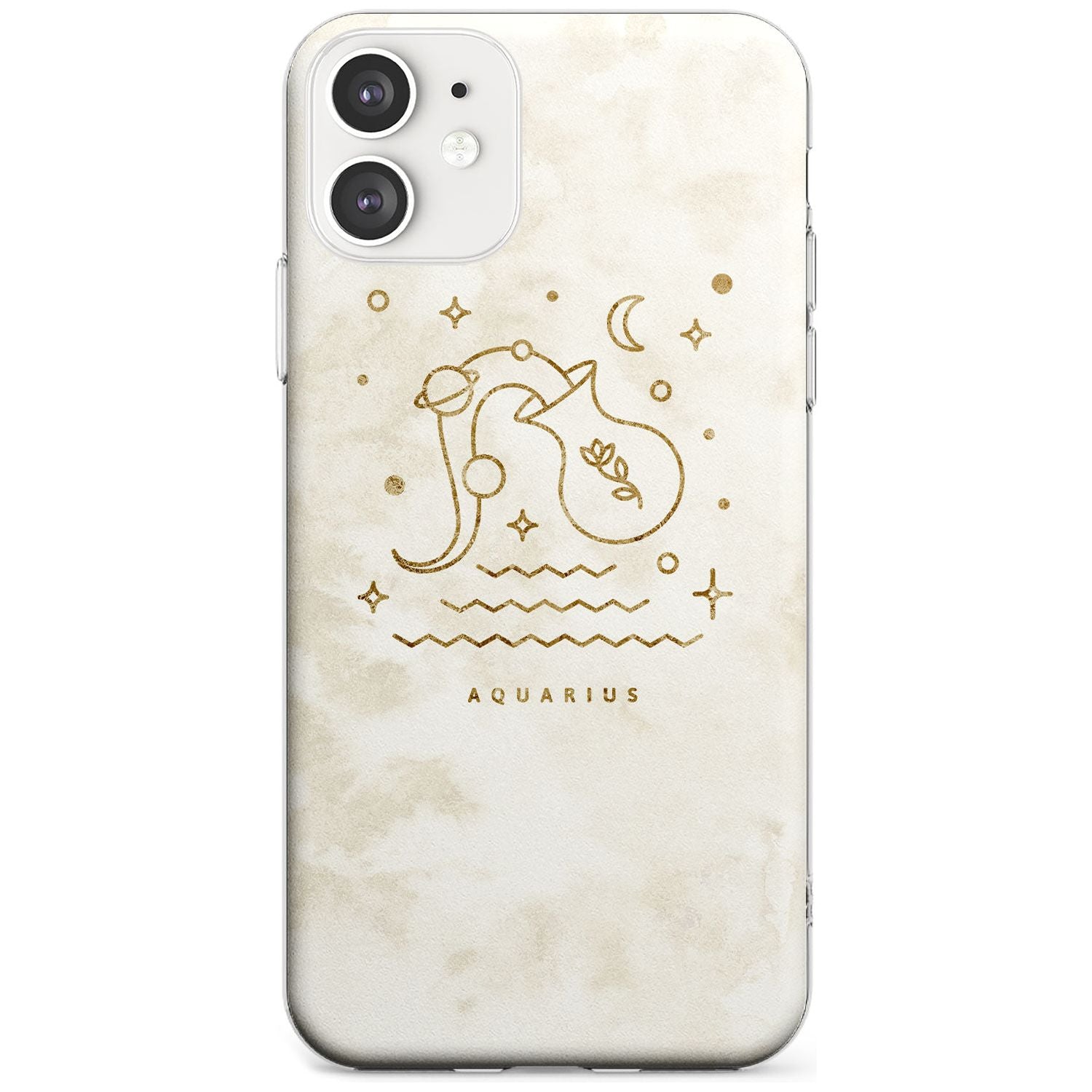 Aquarius Emblem - Solid Gold Marbled Design Slim TPU Phone Case for iPhone 11
