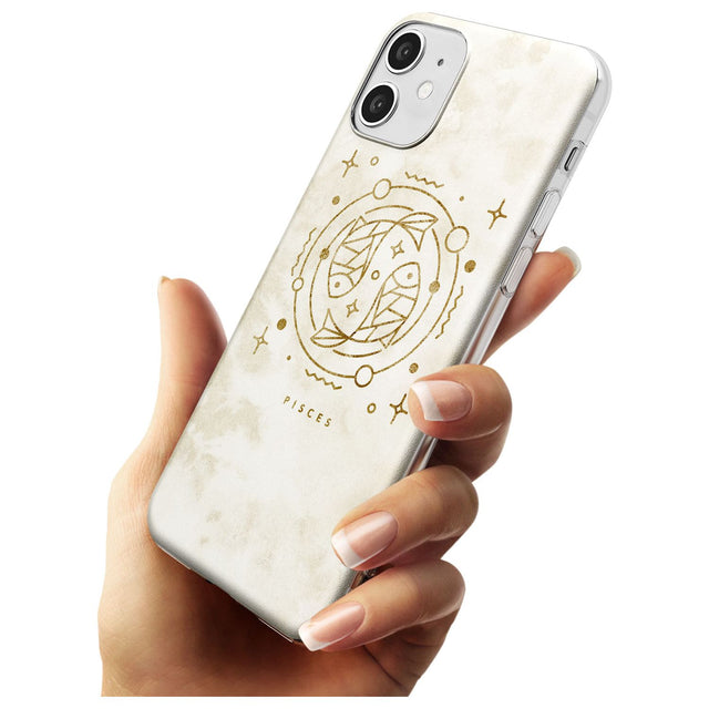 Pisces Emblem - Solid Gold Marbled Design Slim TPU Phone Case for iPhone 11
