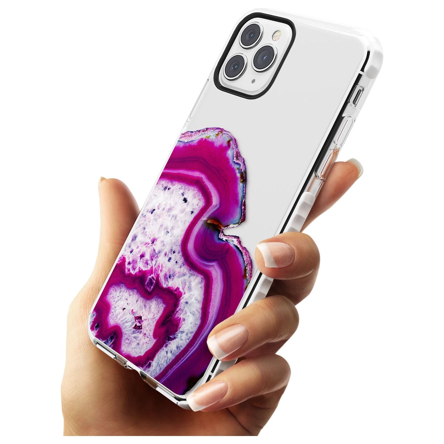 Violet & White Swirl Agate Crystal Clear Design Impact Phone Case for iPhone 11 Pro Max